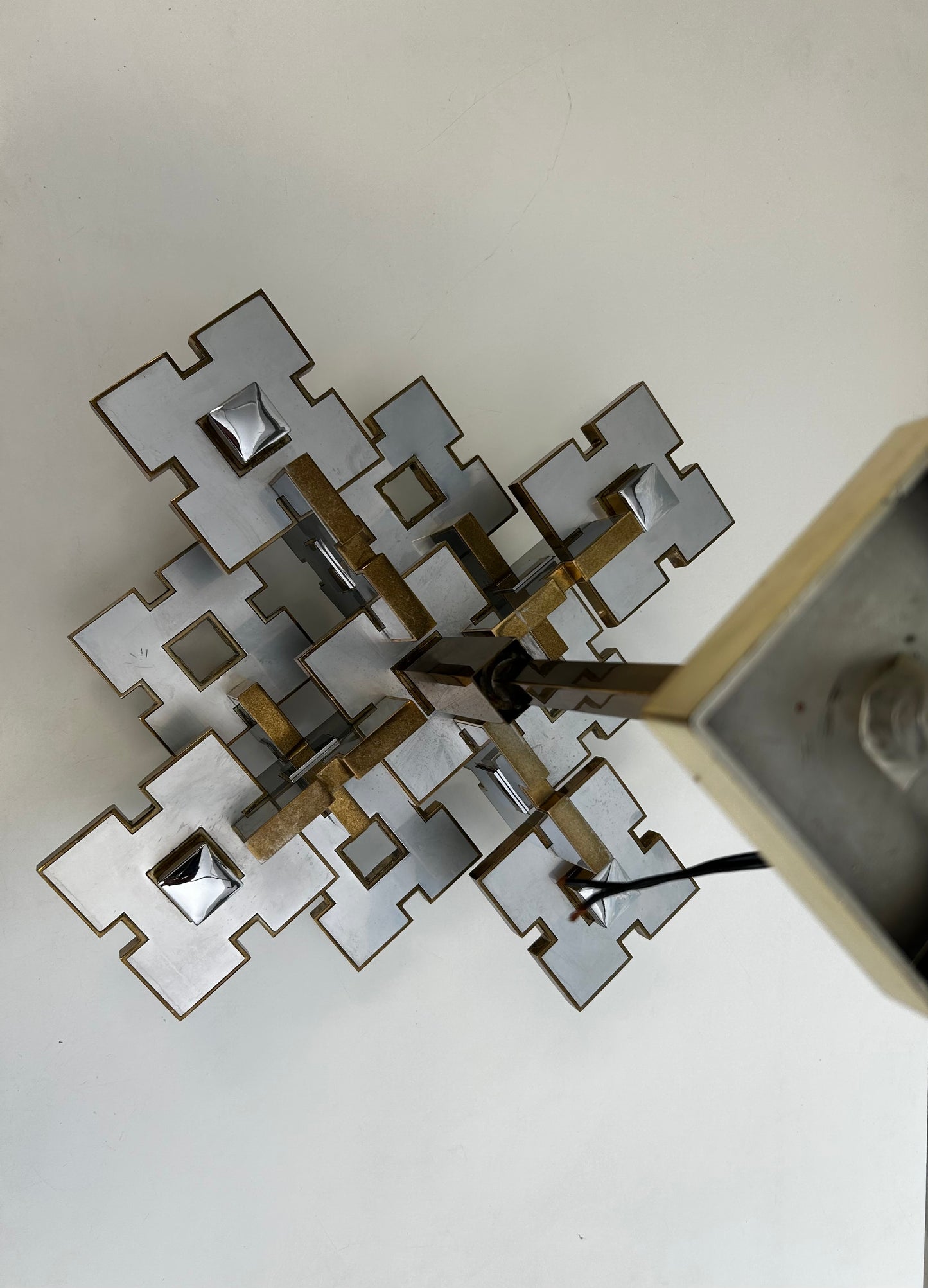 Geometric Chandelier by Gaetano Sciolari, Italy, 1970's, Hollywood Regency