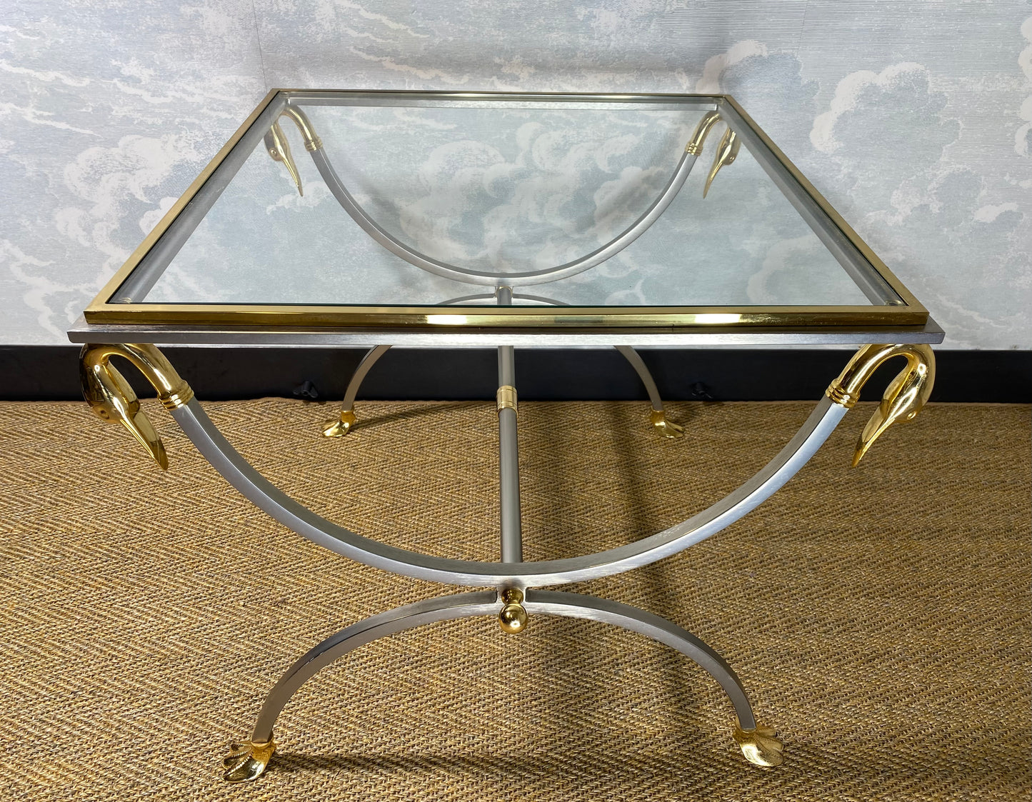 Maison Jansen one of two Neoclassical Curule Side Tables, France, 1970s