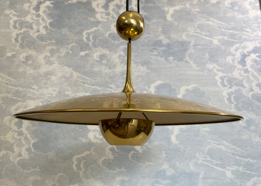 Adjustable Brass Pendant Light Onos 55 Center Pull by Florian Schulz, Germany, 1970's