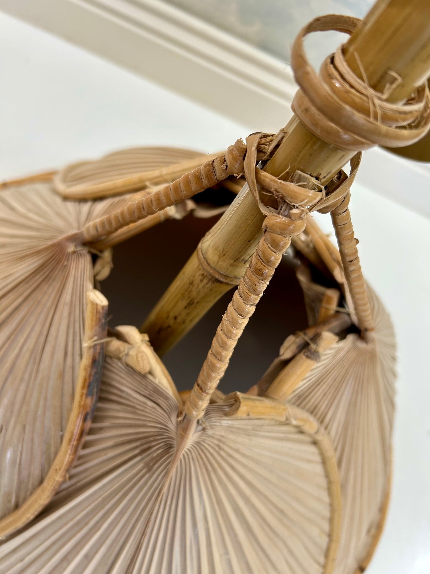 Mid-Century Modern Uchiwa Style Bamboo Pendant Light