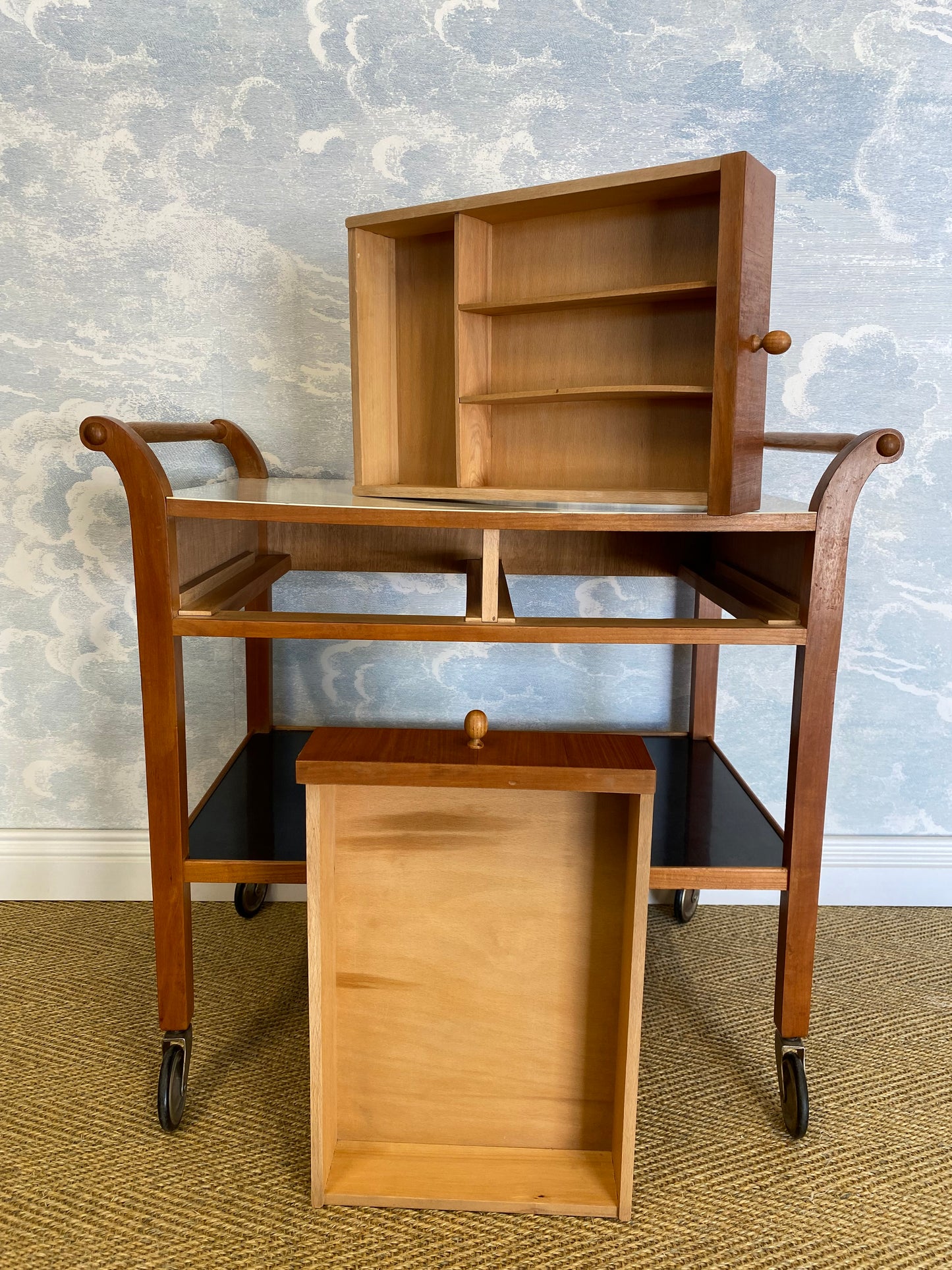 Scandinavian Modern Teak Serving Cart With Drawers, Sweden, 1950's
