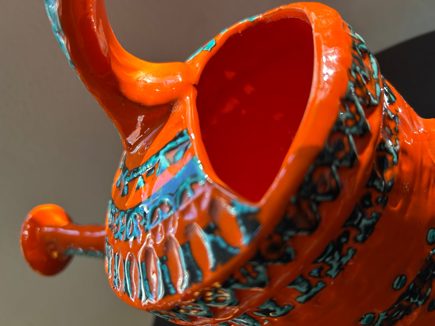Orange Ceramic Watering Can 9839 by Aldo Londi for Bitossi Ceramiche, Italy 1960's