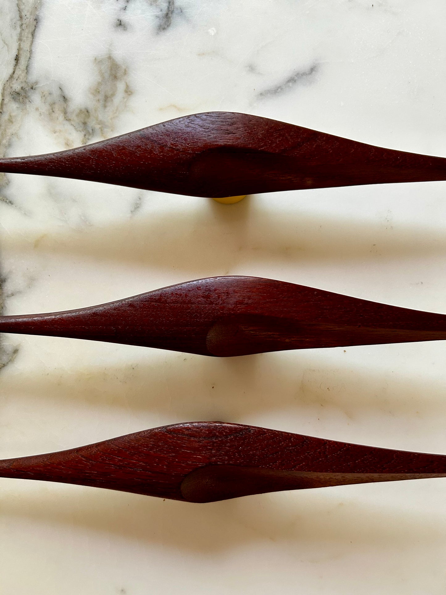 Set of 3 Teak Wall Mounted Cranes, Scandinavian Modern, Denmark, 1960's