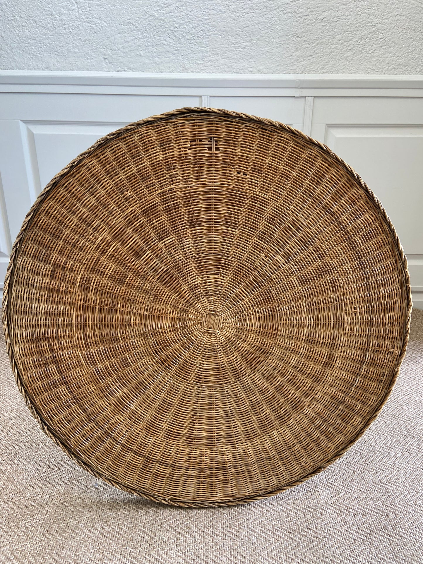 Art Deco Wicker Table with Glass Top, Germany, ca. 1920