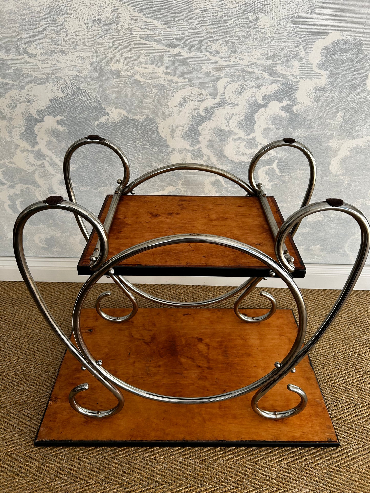 Chrome Tubular 2-tiered Side Table, Art Deco / Bauhaus, Belgium, 1930's