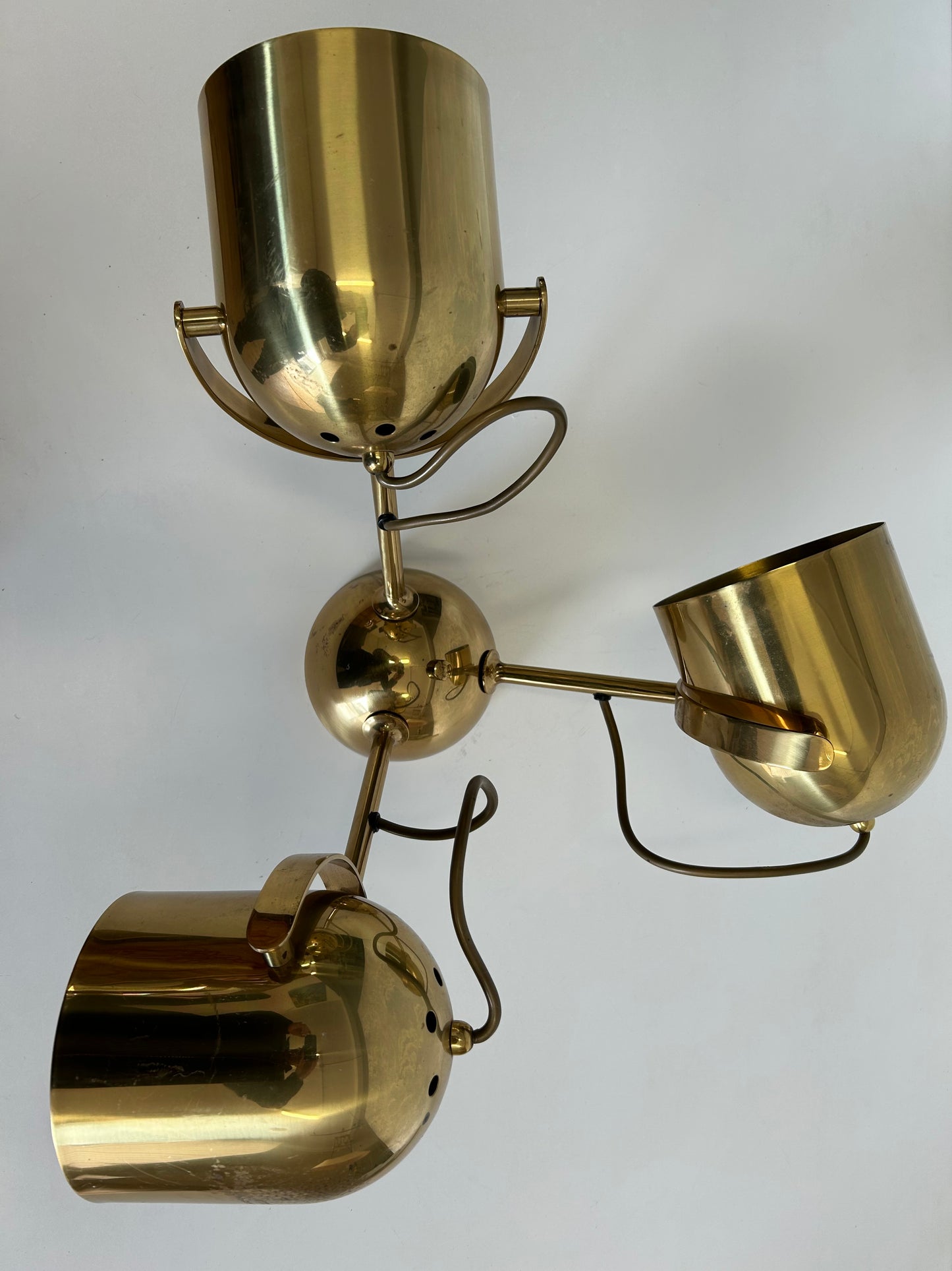 Brass Ceiling Light With 3 Adjustable Spotlights by Florian Schulz, Germany, 1970's
