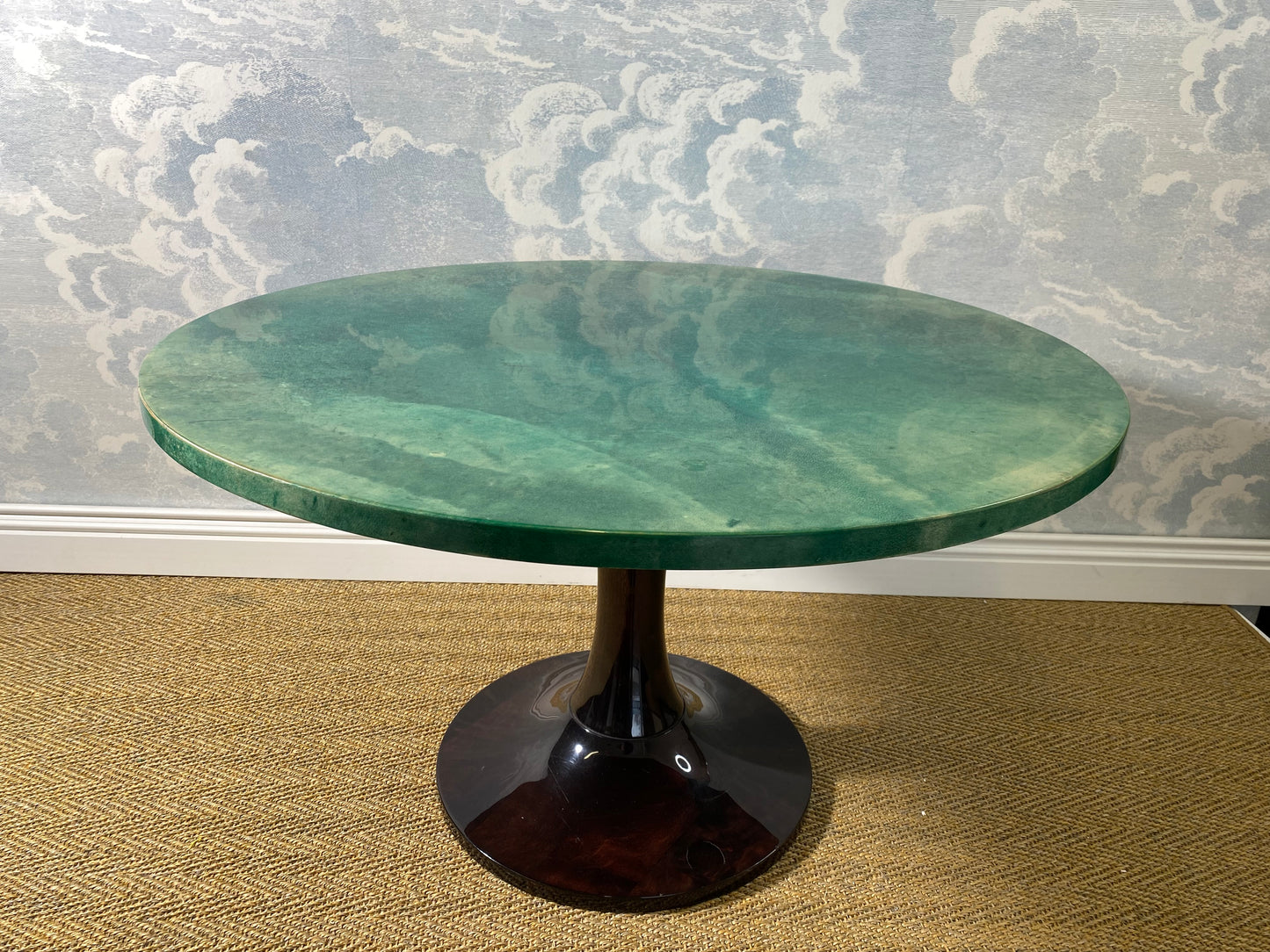 Rare Find! Green Aldo Tura Lounge Table on Tulip Base, Italy, 1950s