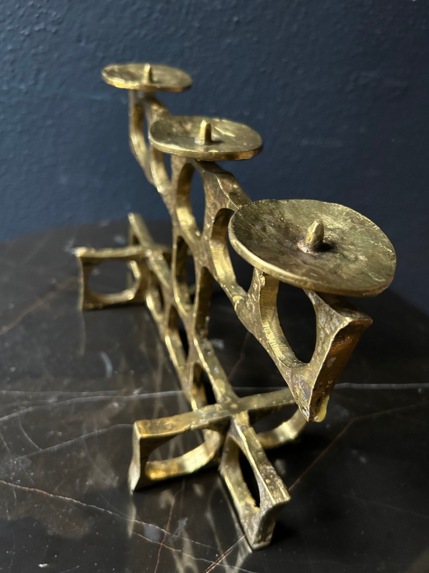 Hand Casted Brass Candelabra By Heinz Goll, Brutalist, 1970s Austria