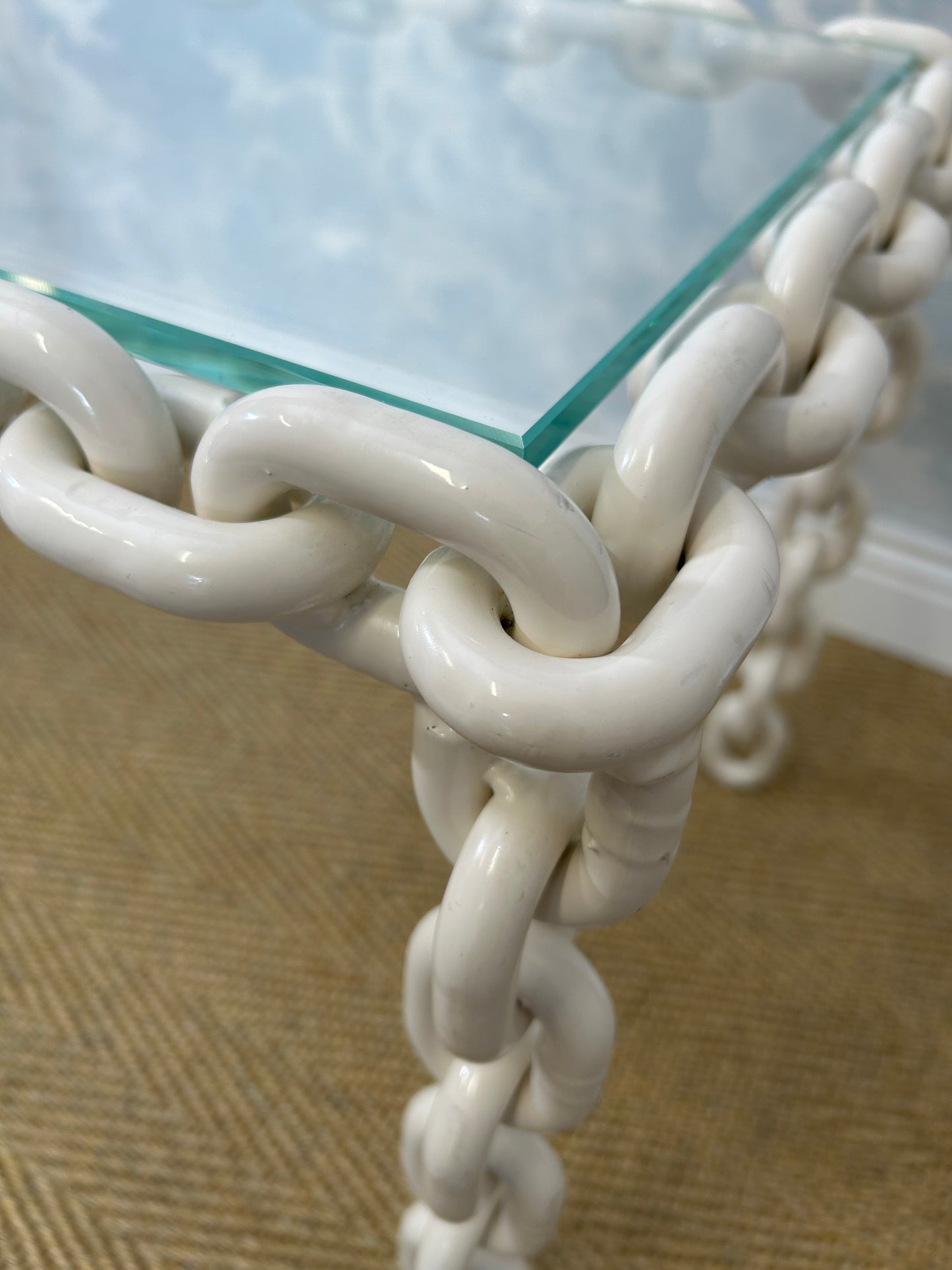 Large Brutalist Chain Link Coffee Table, 1970's