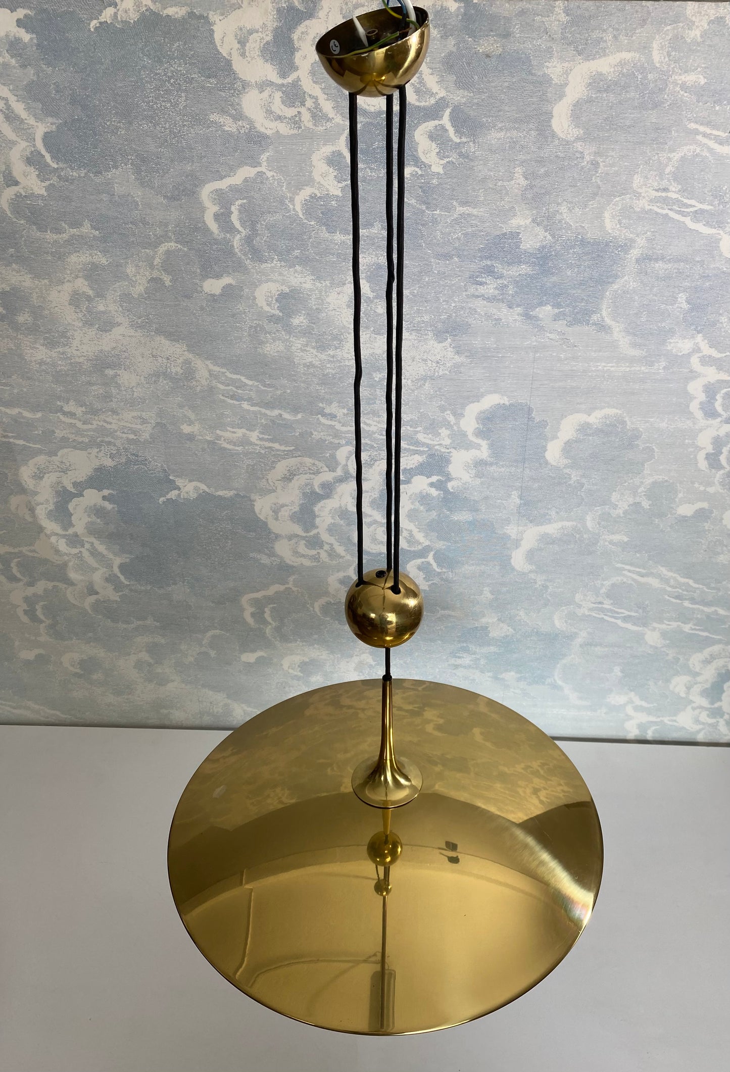 Adjustable Brass Pendant Light Onos 55 Center Pull by Florian Schulz, Germany, 1970's