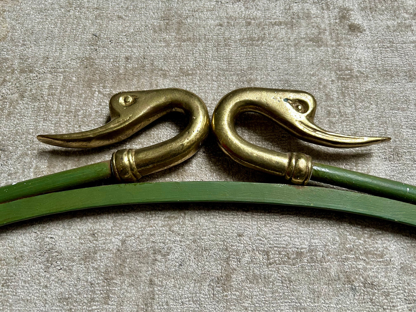 Rare Set of Swan Neck Coat Hooks with Mirror Frame Attr. Maison Jansen, France, 1950s