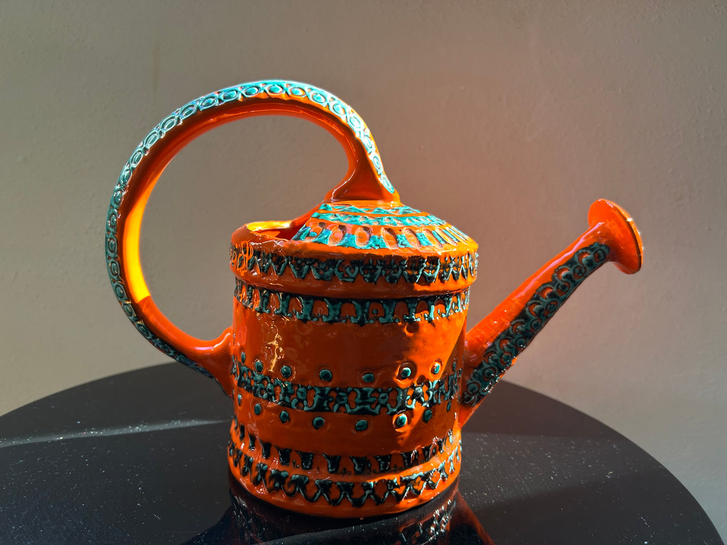 Orange Ceramic Watering Can 9839 by Aldo Londi for Bitossi Ceramiche, Italy 1960's