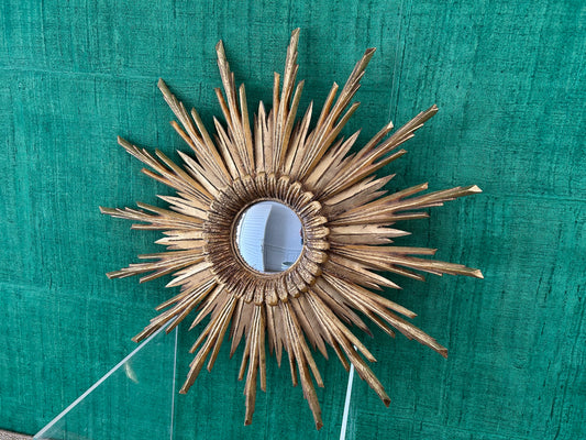 Neo-Baroque Carved Giltwood Sunburst Convex Mirror, Southern Germany