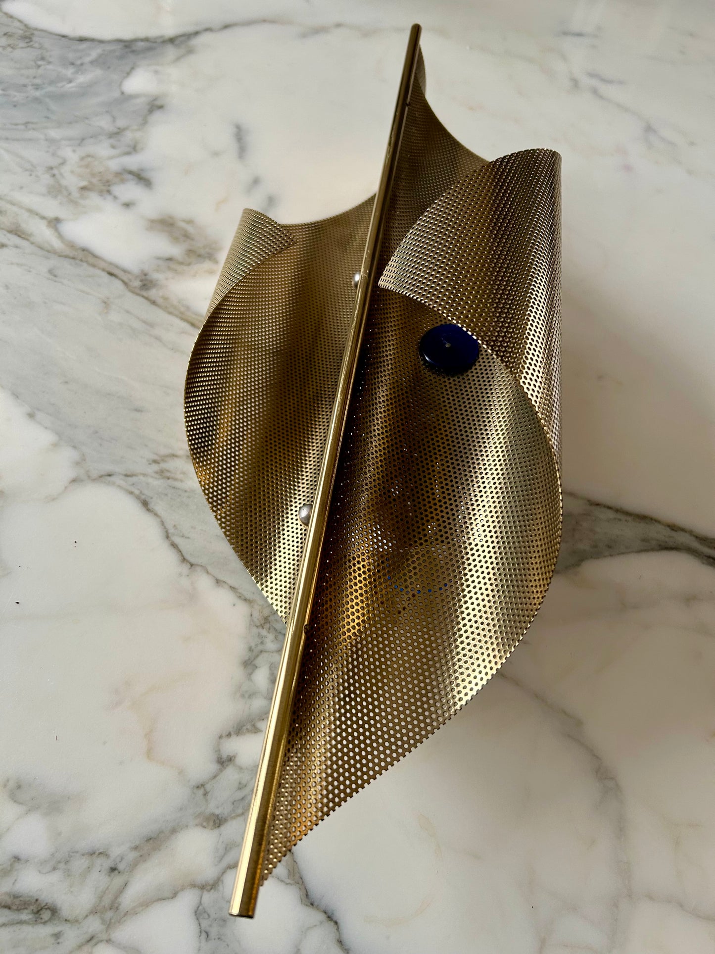 Pair of Perforated Brass Scones by Christoph Palme, Germany, 1980's