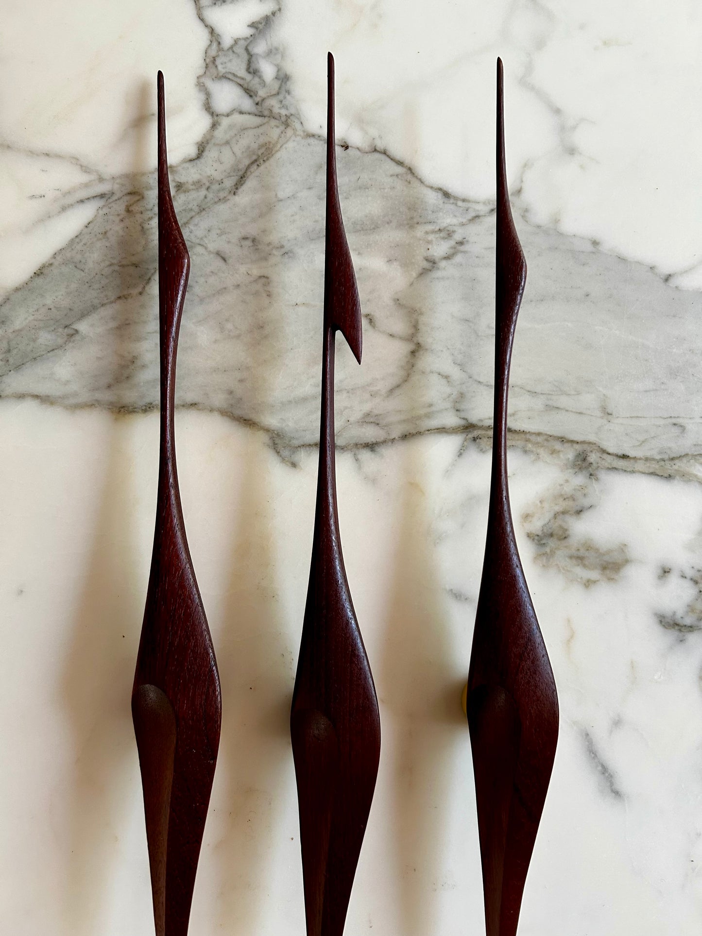 Set of 3 Teak Wall Mounted Cranes, Scandinavian Modern, Denmark, 1960's