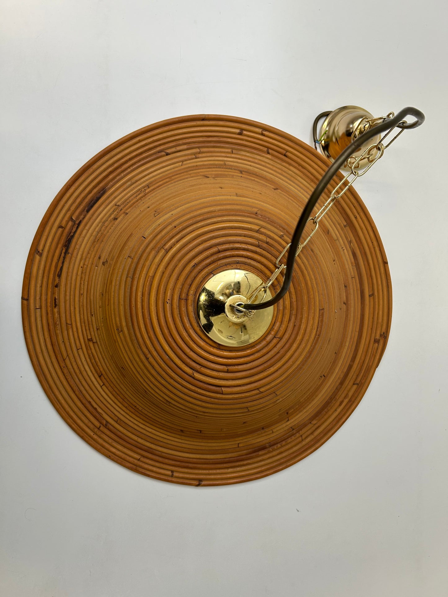 Bell-Shaped Pencil Reed Pendant Light, In The Style of Vivai Del Sud, Italy, 1960s