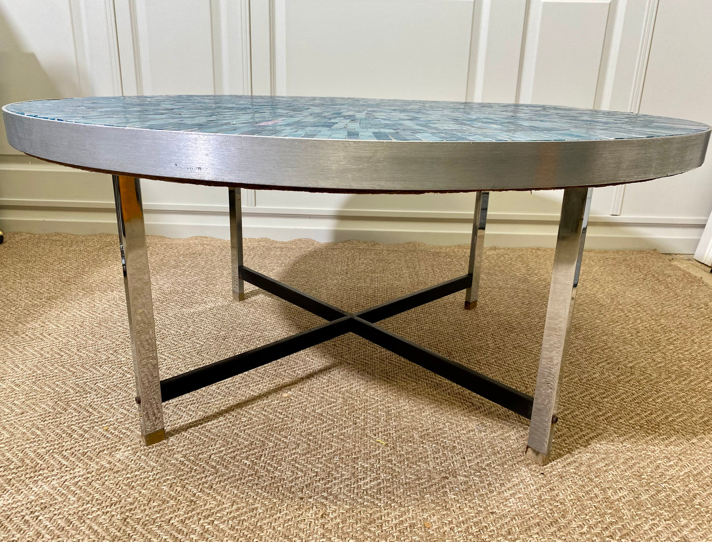 Turquoise Mosaic Lounge Table by Berthold Müller-Oerlinghausen, 1960s Outdoor Cocktail Table, Mid Century