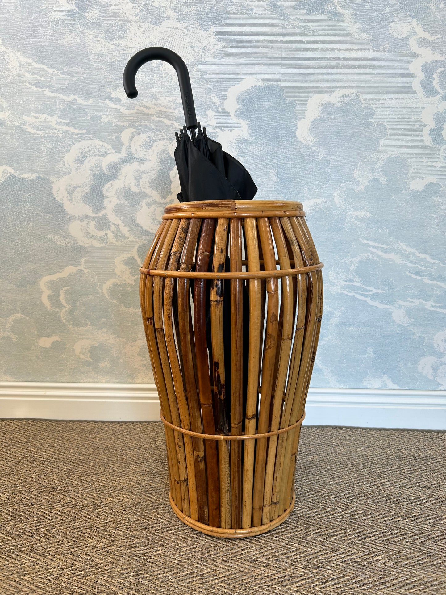 Bamboo Umbrella Stand attr. to Franco Albini for Bonacina, Italy, 1950s
