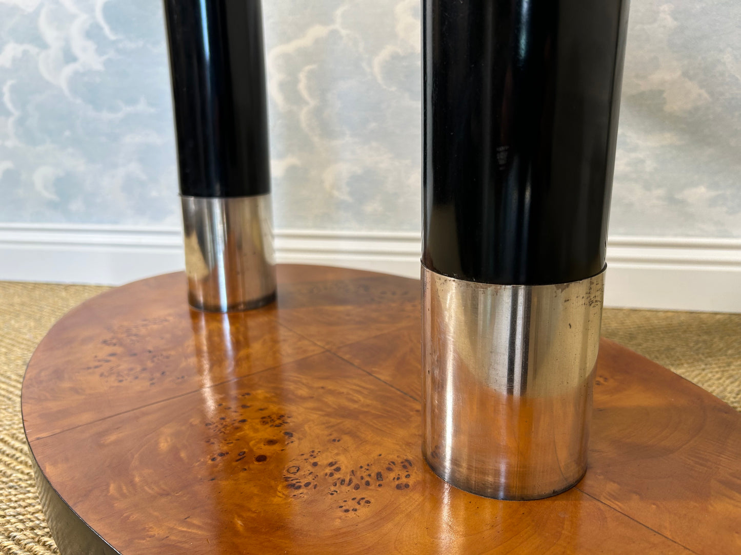 Art Deco Side Table with Walnut Burl Wood Veneer, France, 1930's