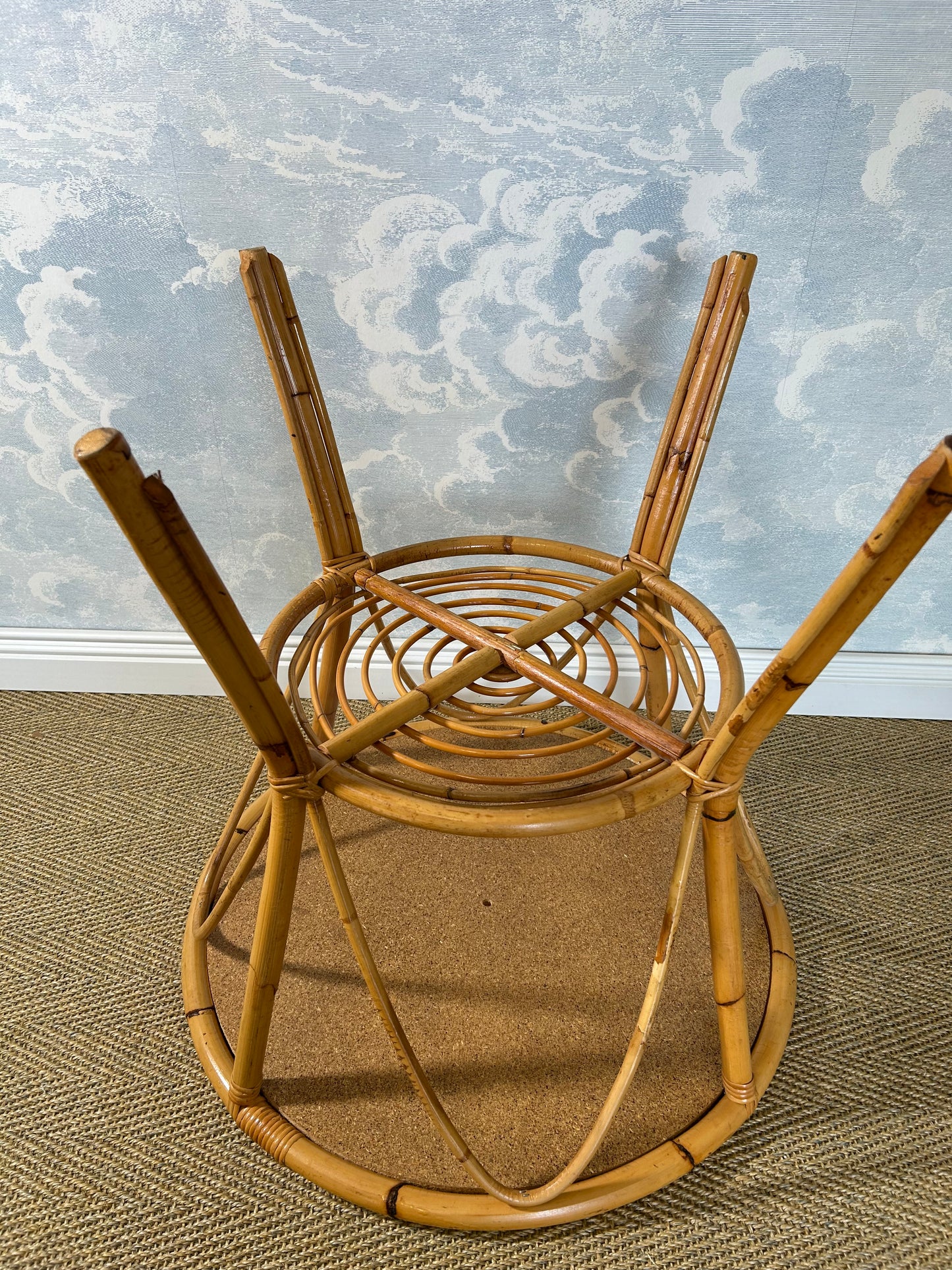 Bamboo and Wicker Table in the Style of Dal Vera / Franco Albini, Italy, 1960's
