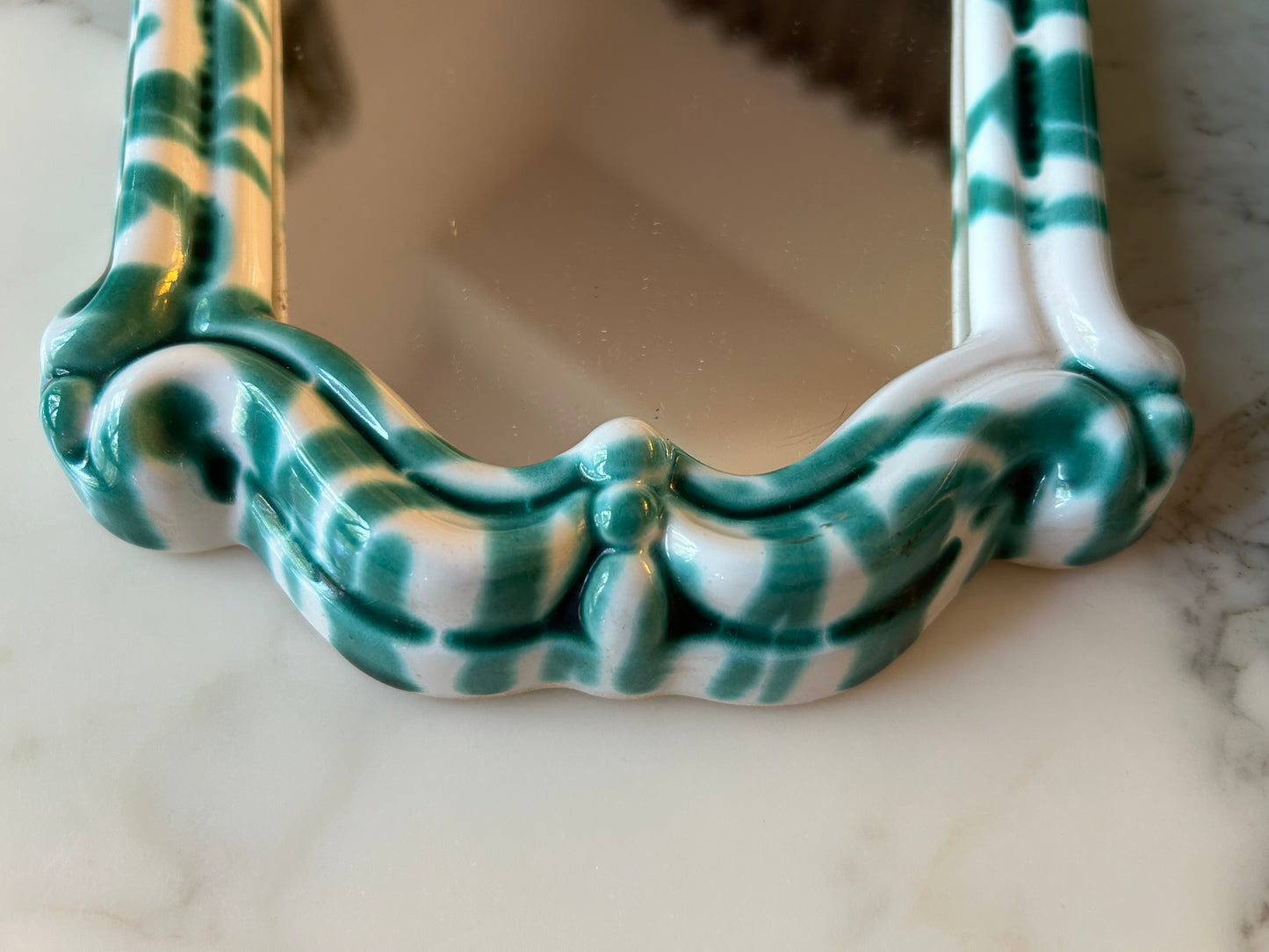 Green & White Ceramic Mirror by Gmundner Keramik, Austria, 1960's
