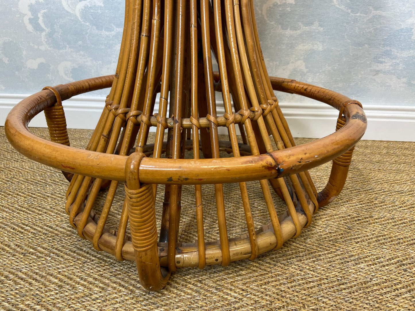 Set of 3 Tito Agnoli for Bonacina Bar Stools Bamboo & Rattan, Italy 1950s