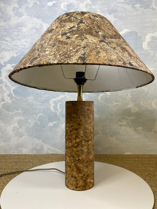 Mid Century Modern Cork Table Lamp, Italy, 1970s