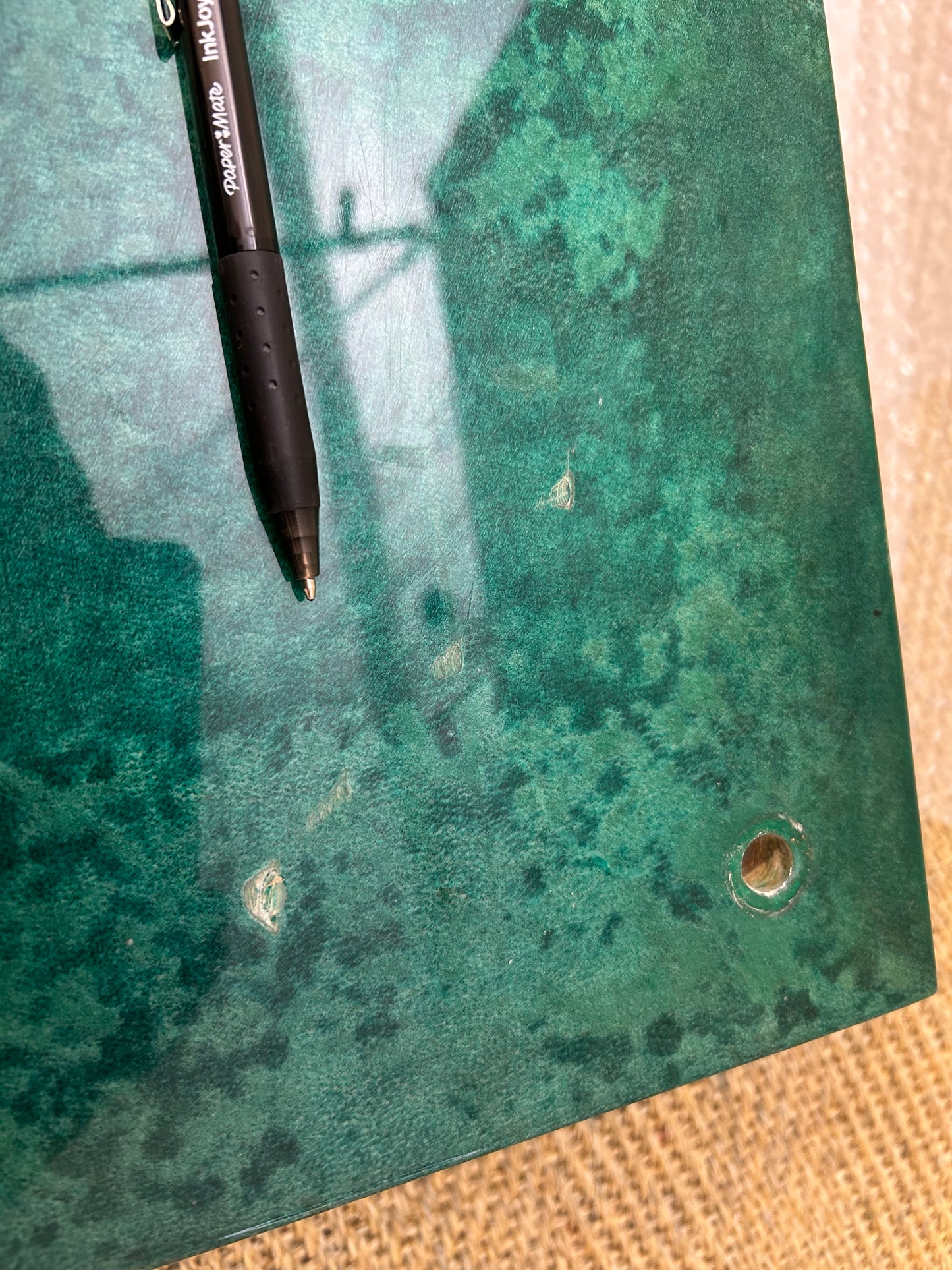 Aldo Tura Side Table in Aqua Green with Brass Legs and Bottom Drawer