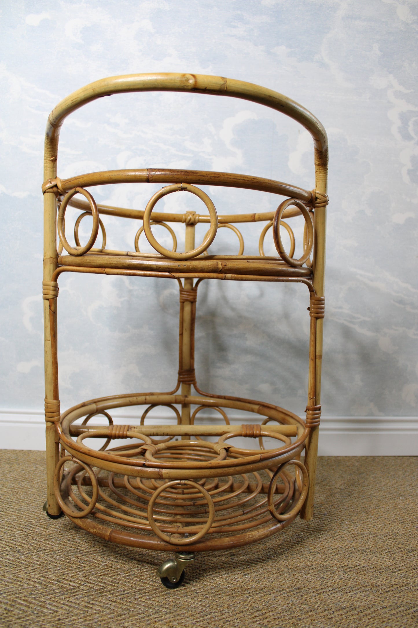 Bamboo Bar Cart Franco Albini Style Vintage 60s French Riviera